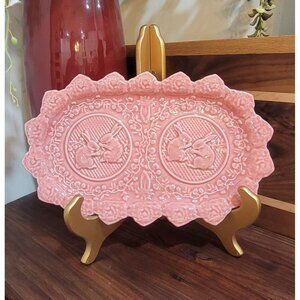 Vintage Late-1900's Bordallo Pinheiro "Pink Rabbit" Pattern Sandwich Platter, Di